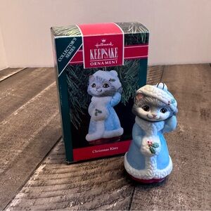 Hallmark Keepsake Ornament Christmas Kitty Cat Porcelain Vintage 1990‎